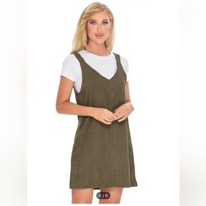 Corduroy Army Green Overalls Dress - Women’s M